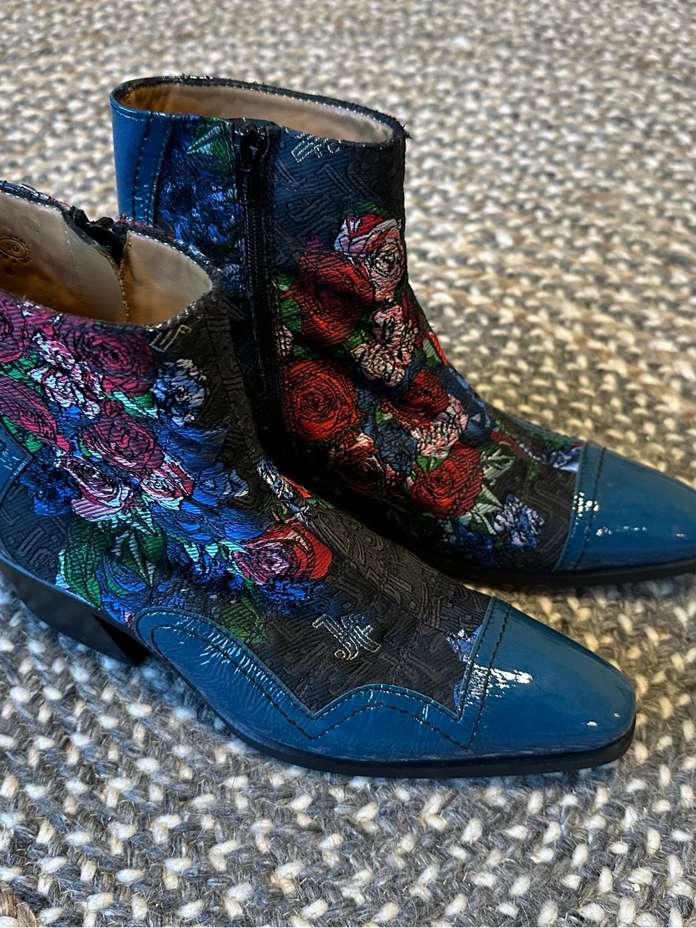 John Fluevog Floral Jacquard Presley Boots